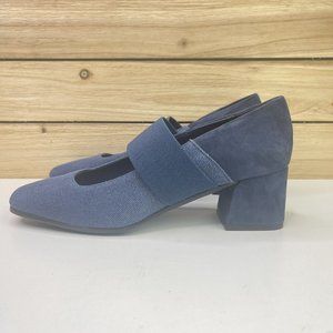 M.Gemi Womens Leather Textile Blue Mary Jane Slip On Heels 36/6